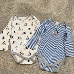 Baby Boden bundle duck Print & Blue Striped Long-Sleeve Bodysuit Set 2/3 Year